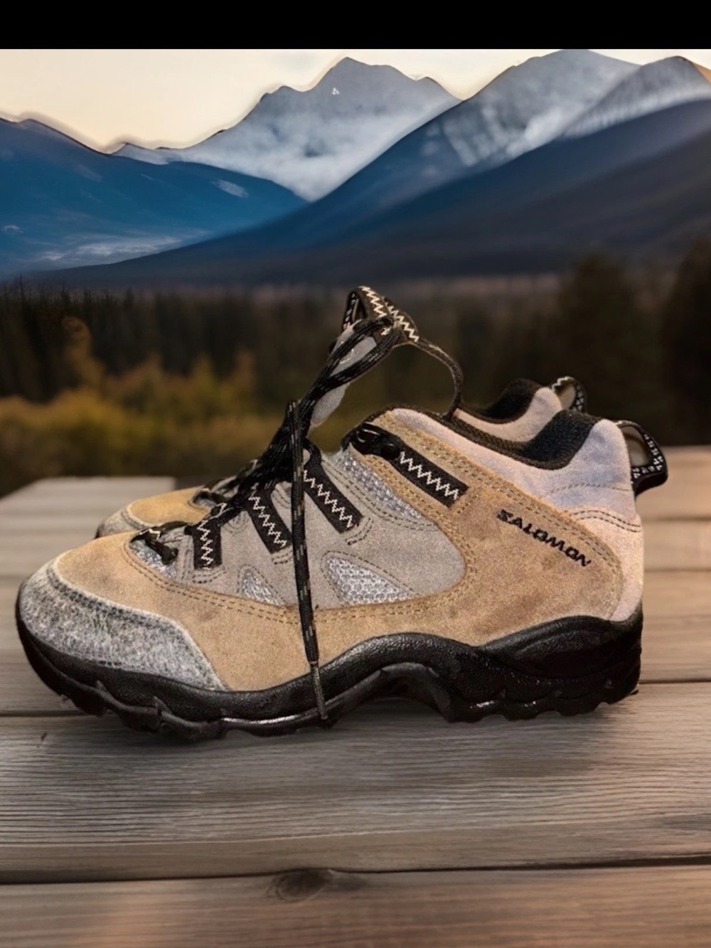 Salomon Contagrip Hiking Trail Shoes, Beige/Gray/Black, US Size 6,5-7